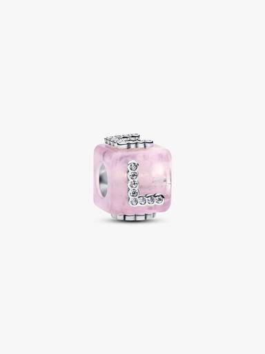 Charm Cubo de amor de cristal Murano rosado