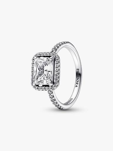 Anillo Halo rectangular reluciente