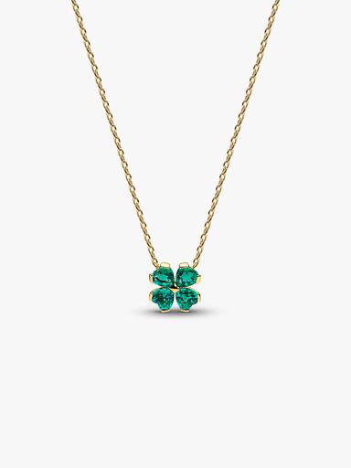 Collar con colgante Trébol de la suerte verde