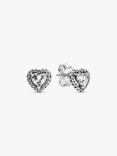 Aretes de botón Corazón elevado