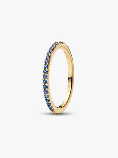 Anillo Eternidad media banda azul resplandeciente