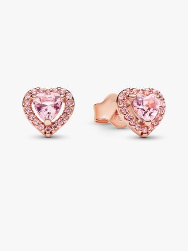 Aretes tipo stud de corazón elevado en color rosa