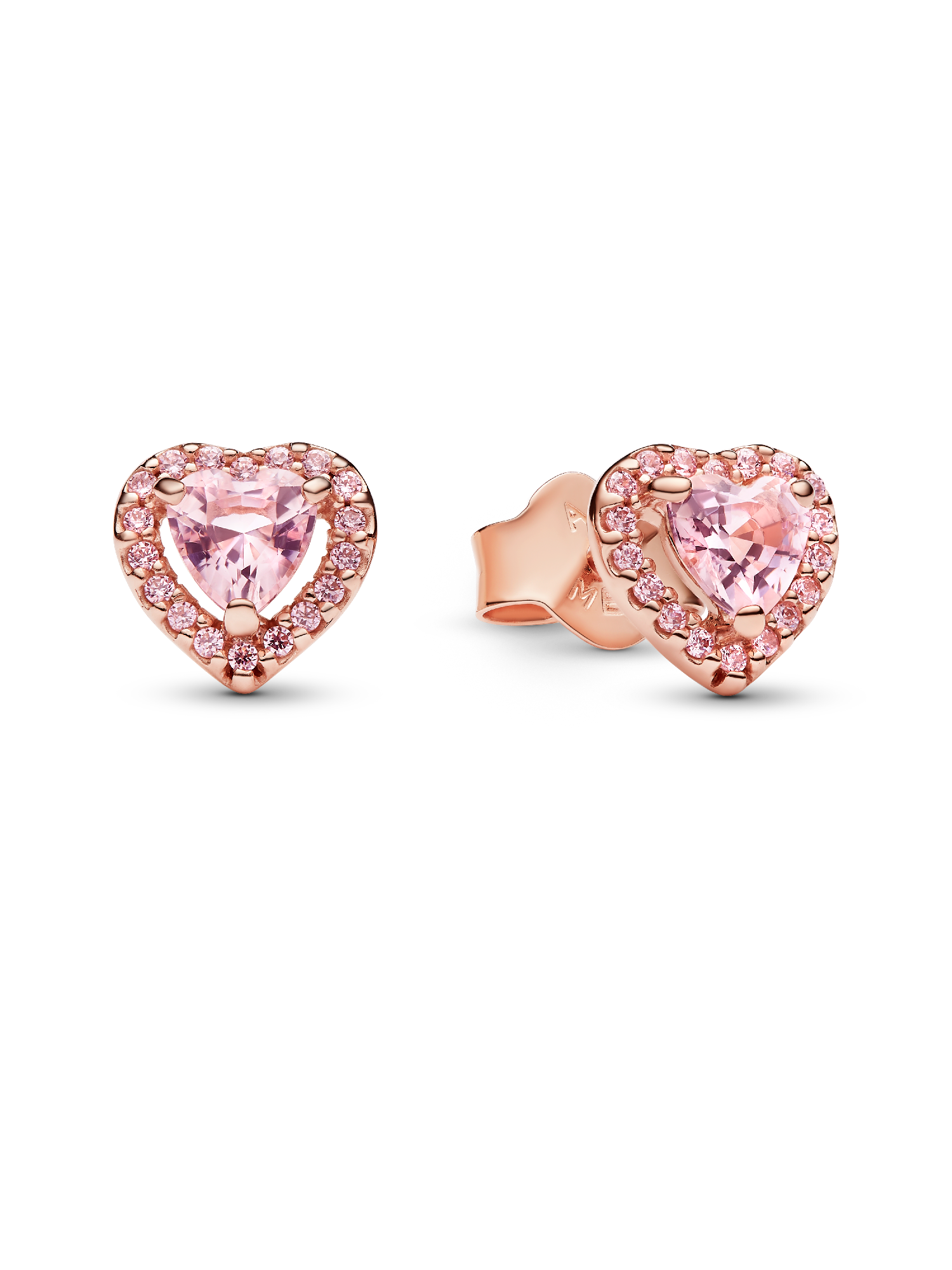 Aretes tipo stud de corazón elevado en color rosa