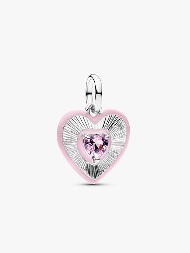 Charm Medallón Corazón rosa radiante