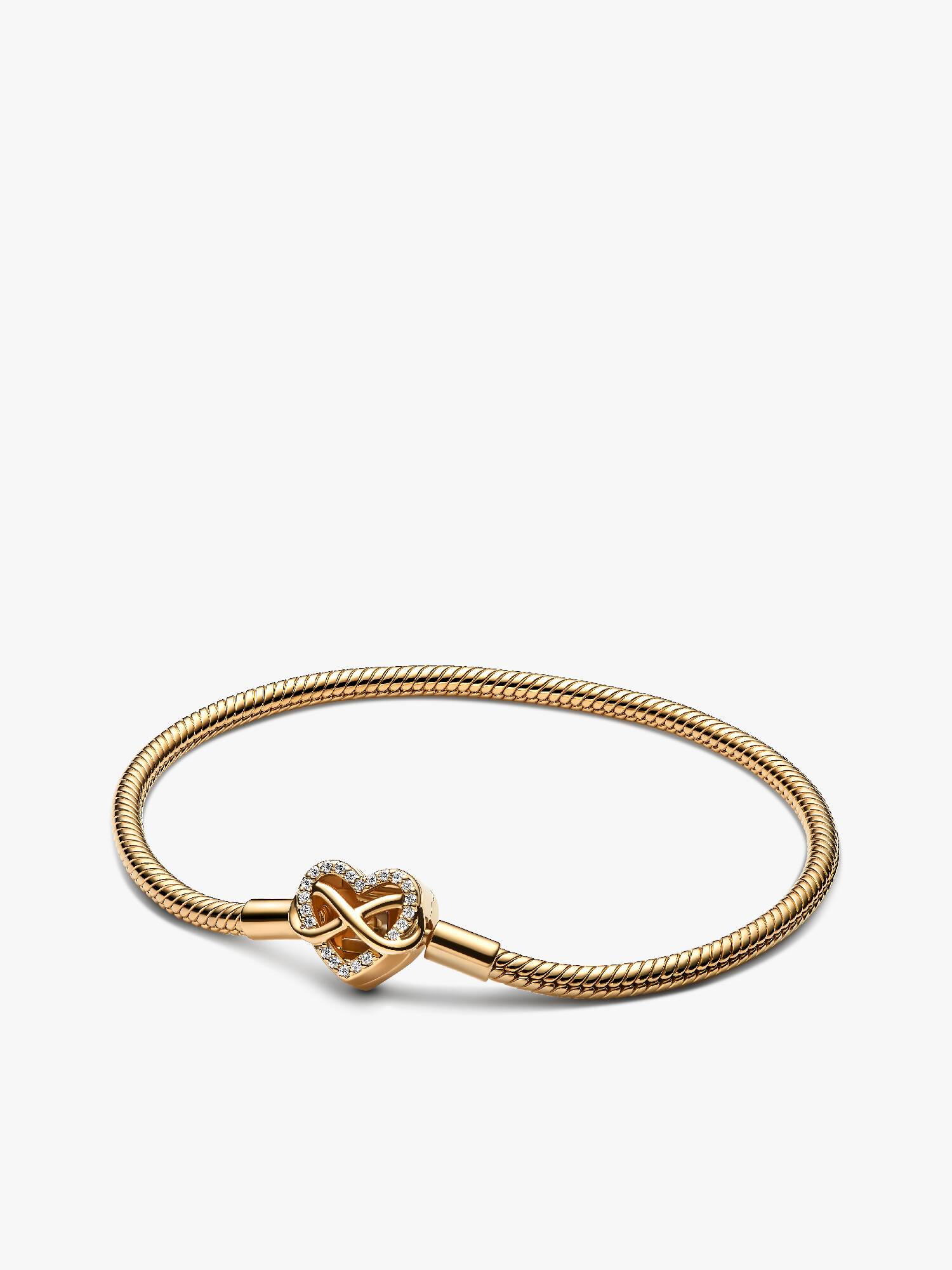 Brazalete de Cadena de Serpiente con Cierre de Corazón Infinito Brillante