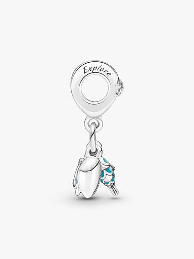 Charm colgante triple pescado, tortuga de mar y concha