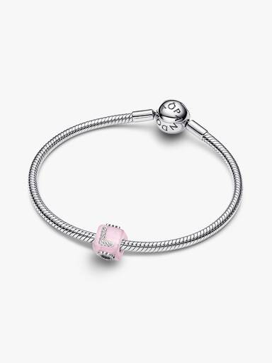 Charm Cubo de amor de cristal Murano rosado