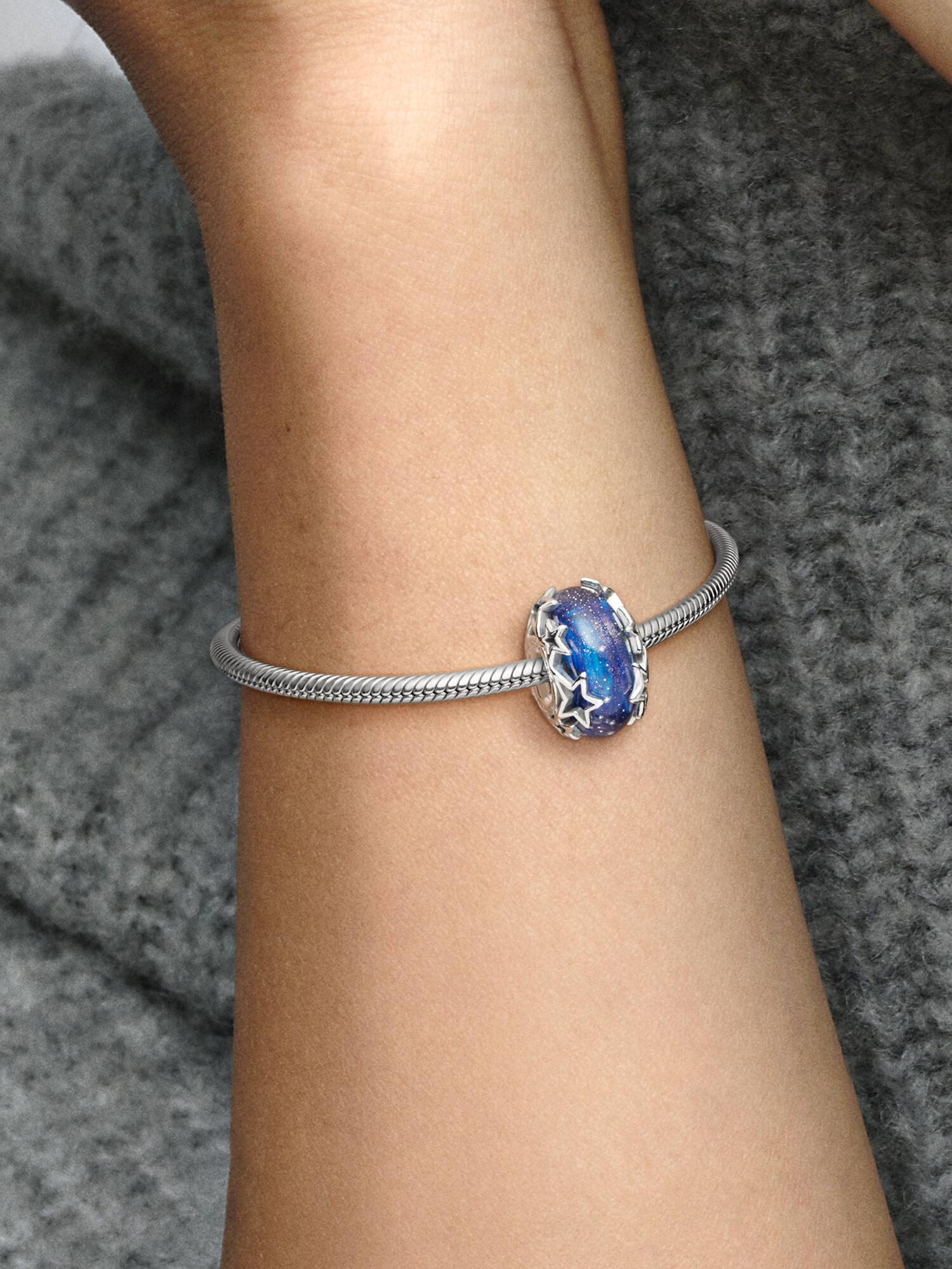 Charm de cristal Murano Galaxia azul y estrella