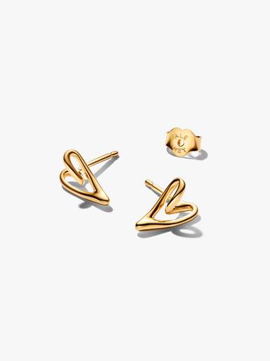 Aretes de botón Corazón con forma orgánica