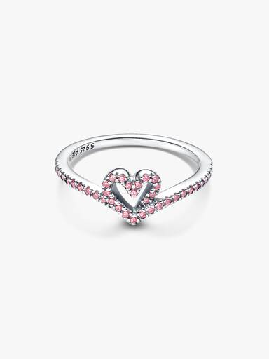Anillo Hueso de los deseos con corazón reluciente