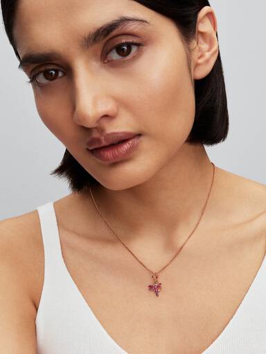 Charm colgante doble Libélula rosada