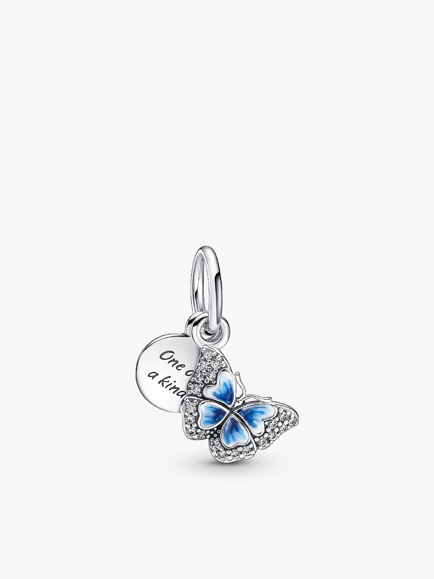 Charm colgante doble Mariposa azul y frase