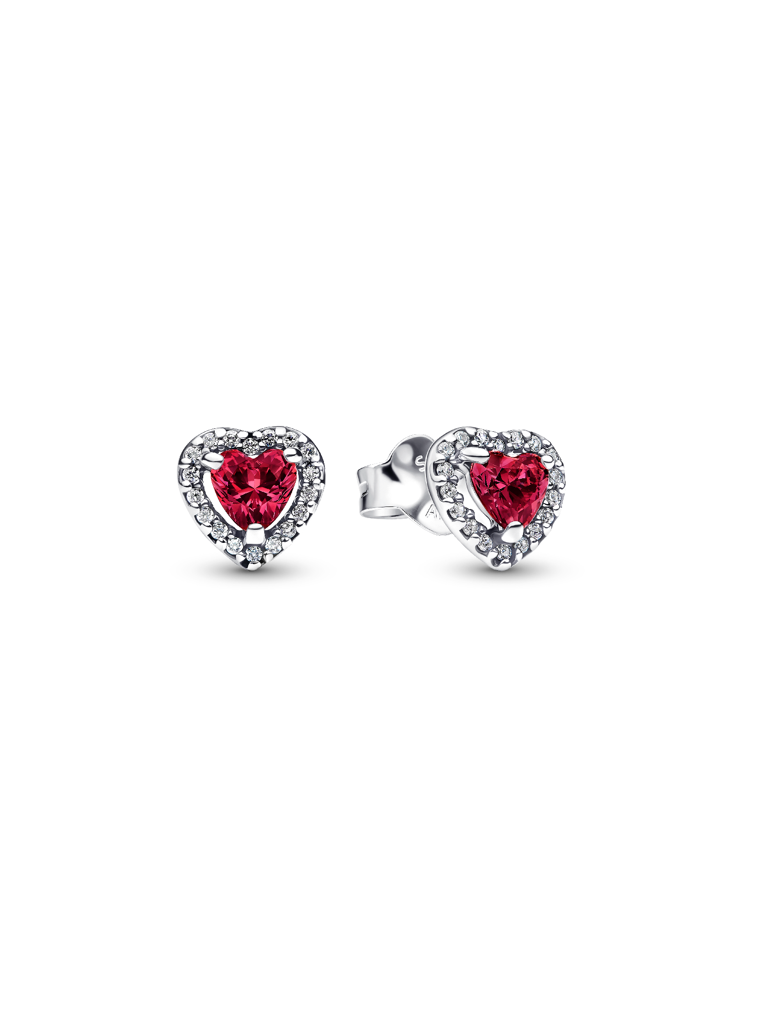 Aretes de botón Corazón rojo elevado