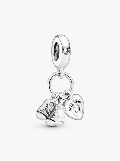 Charm colgante biberón y zapatos de bebé