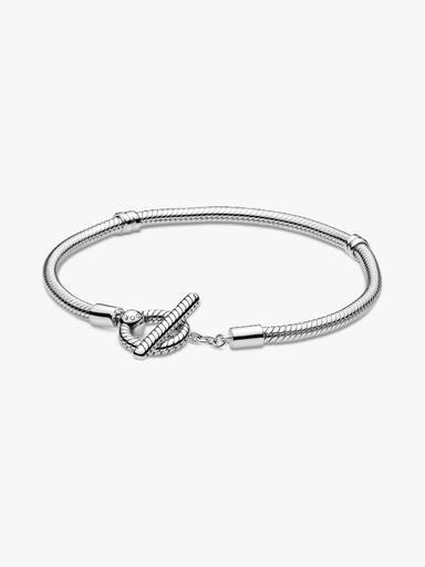 Brazalete cadena de serpiente con barra T Pandora Moments