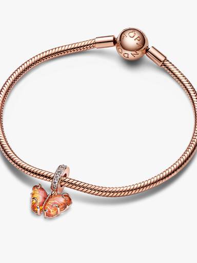 Charm Colgante Mariposa de Cristal Murano Rosa y Amarillo