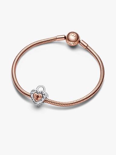Juego de llavero con charm Corazón dividido de dos tonos con candado