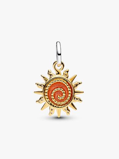 Charm Colgante Sol en Espiral de Dos Tonos