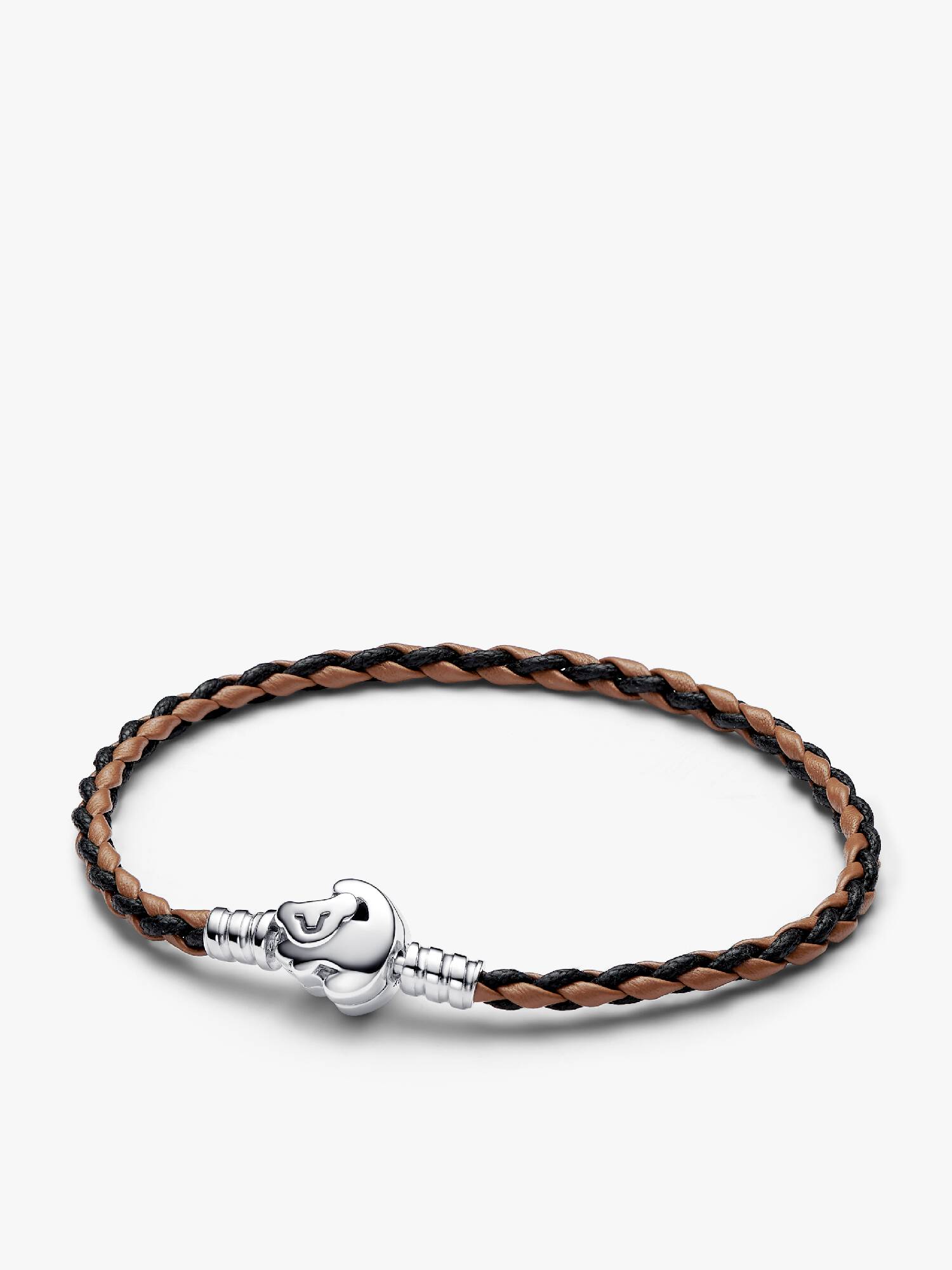 Brazalete de cuero trenzado Pandora Moments con broche del Rey León de Disney