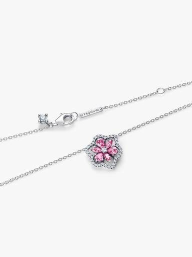 Collar con Colgante estilo herbario Rosado Brillante