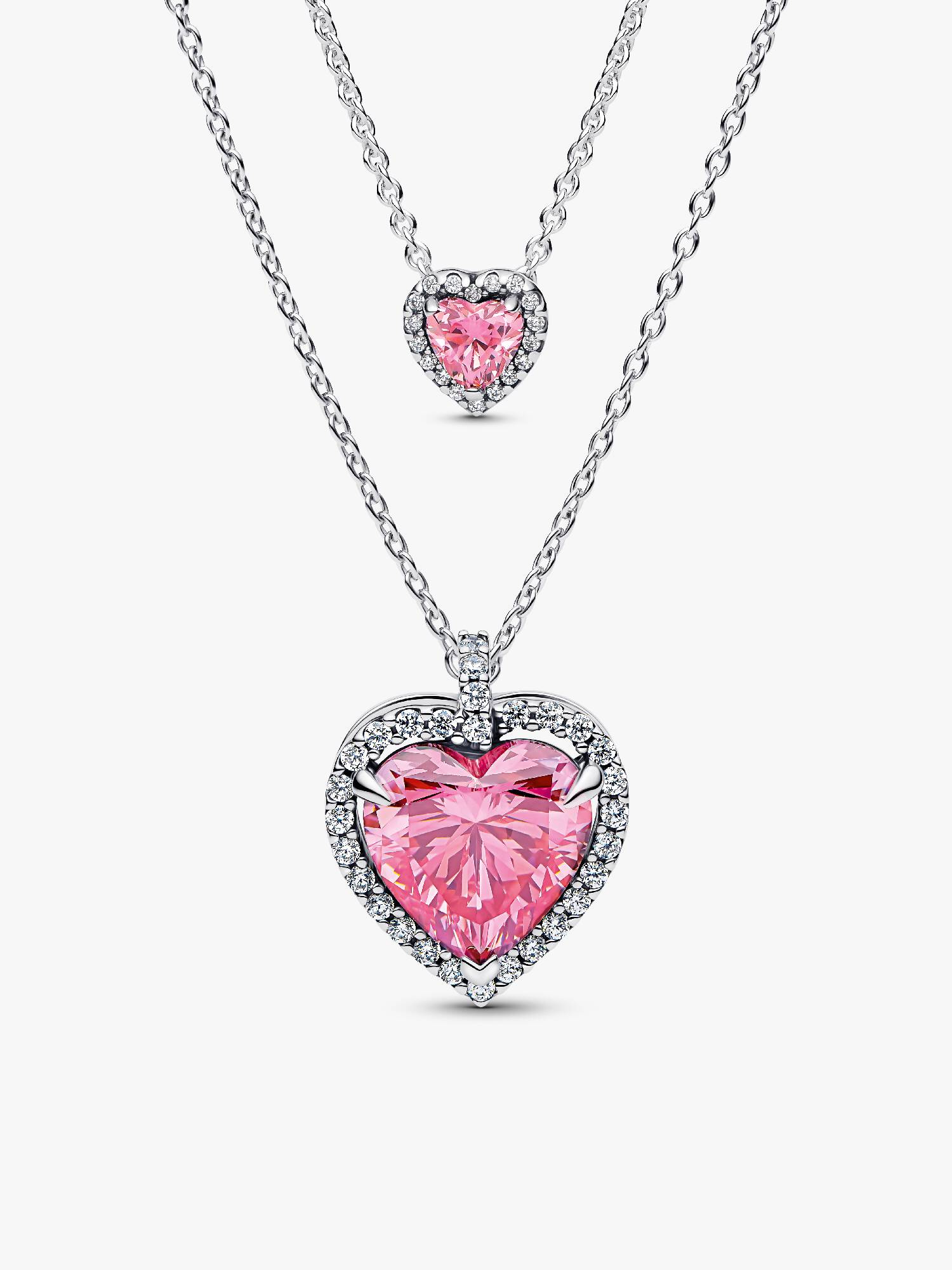 Sets de collares superpuestos con corazones elevados en rosa