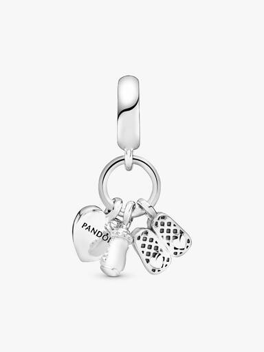 Charm colgante biberón y zapatos de bebé