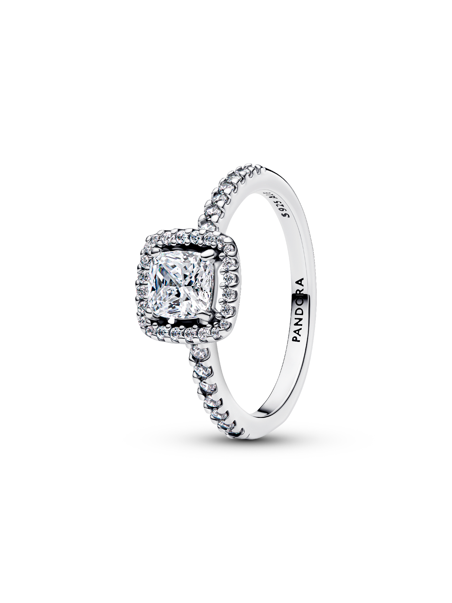 Anillo Halo cuadrado brillante