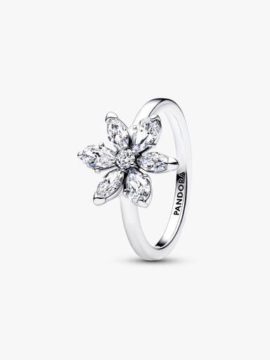Anillo Cóctel de flores estilo herbario brillante