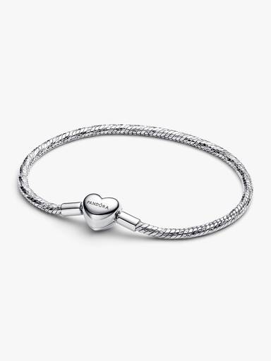 Brazalete de cadena de serpiente facetado con broche de corazón