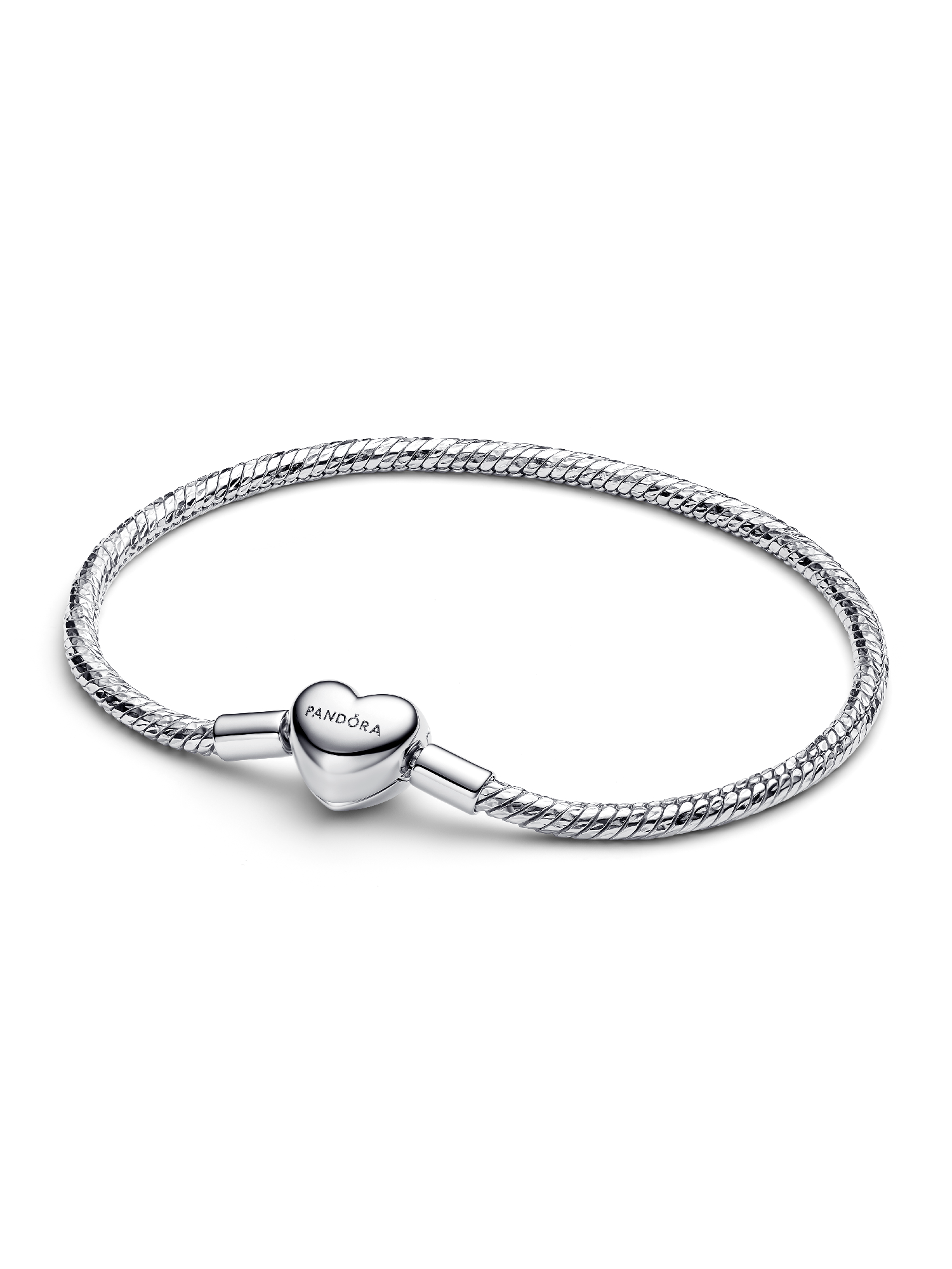Brazalete de cadena de serpiente facetado con broche de corazón