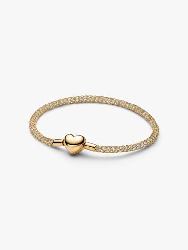 Pulsera de malla brillante con broche de corazón