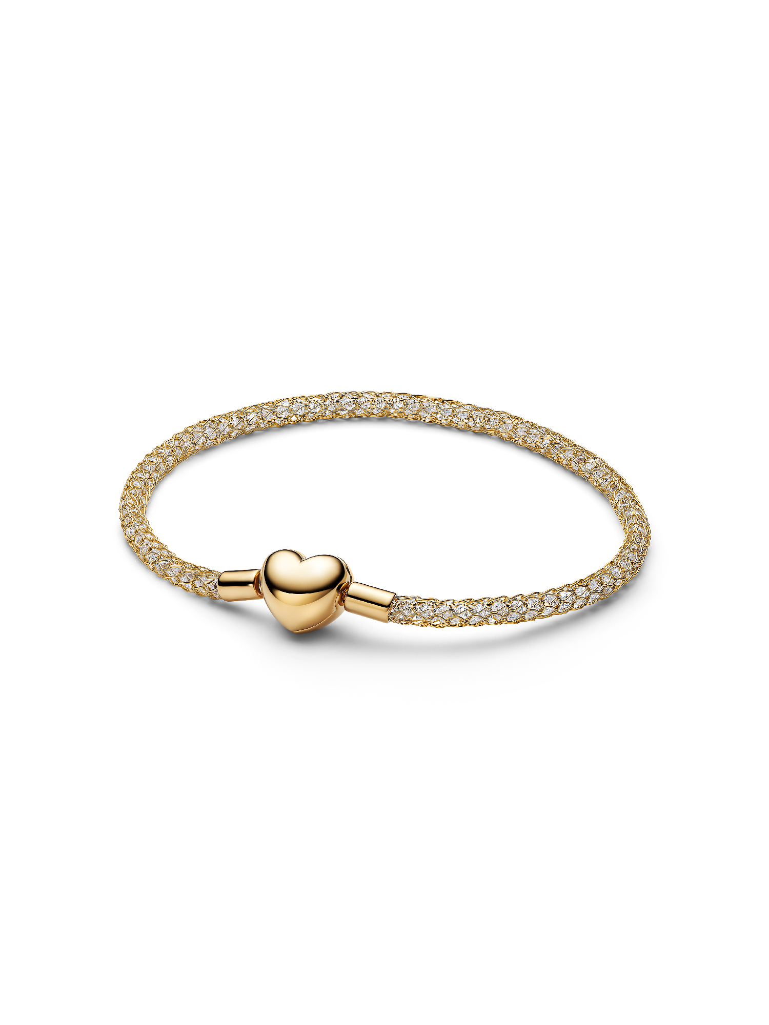 Pulsera de malla brillante con broche de corazón 