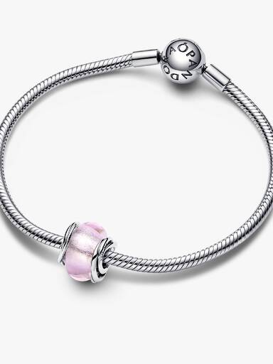 Charm Círculos Entrelazados de Cristal Murano Rosa