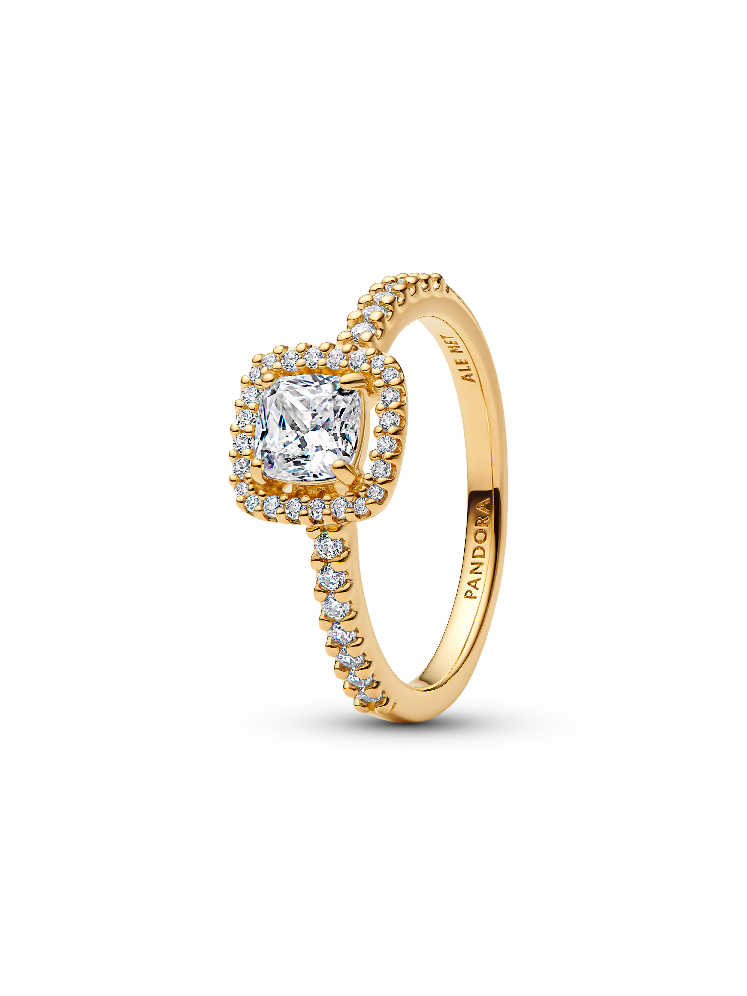 Anillo Halo tranparente cuadrado brillante