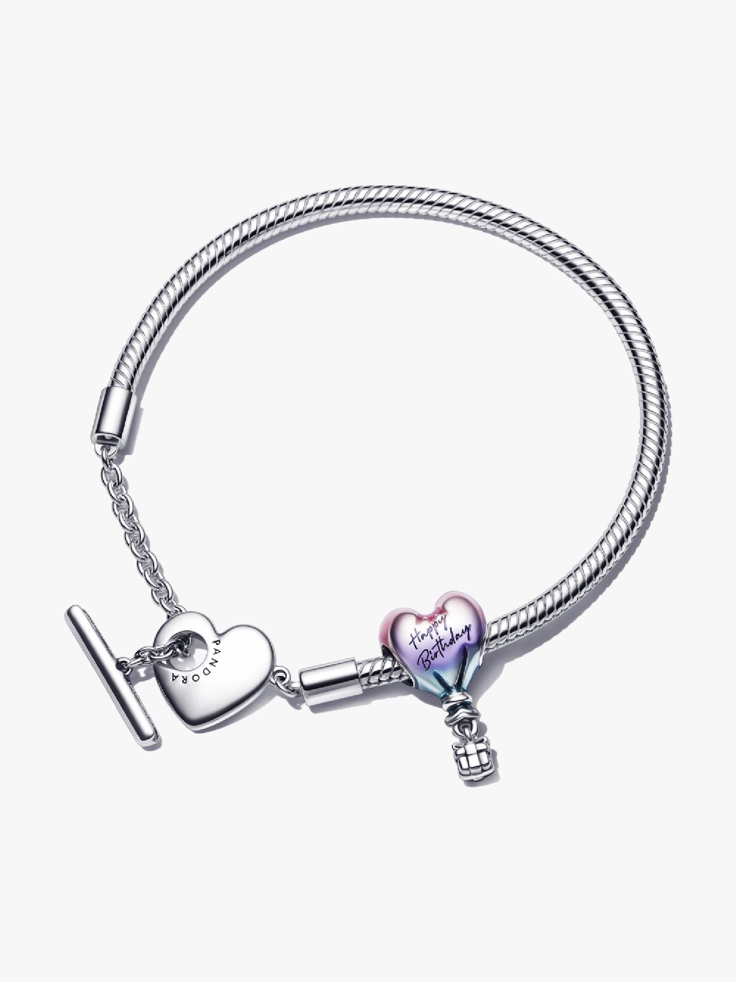 Set de Pulsera con Corazón y Globo “Feliz Cumpleaños” con cierre T-Bar
