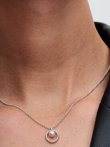 Collar Collier Perla Cultivada de Agua Dulce Tratada y Pavé