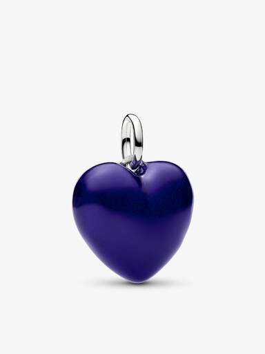 Set con dije de corazón azul voluminoso