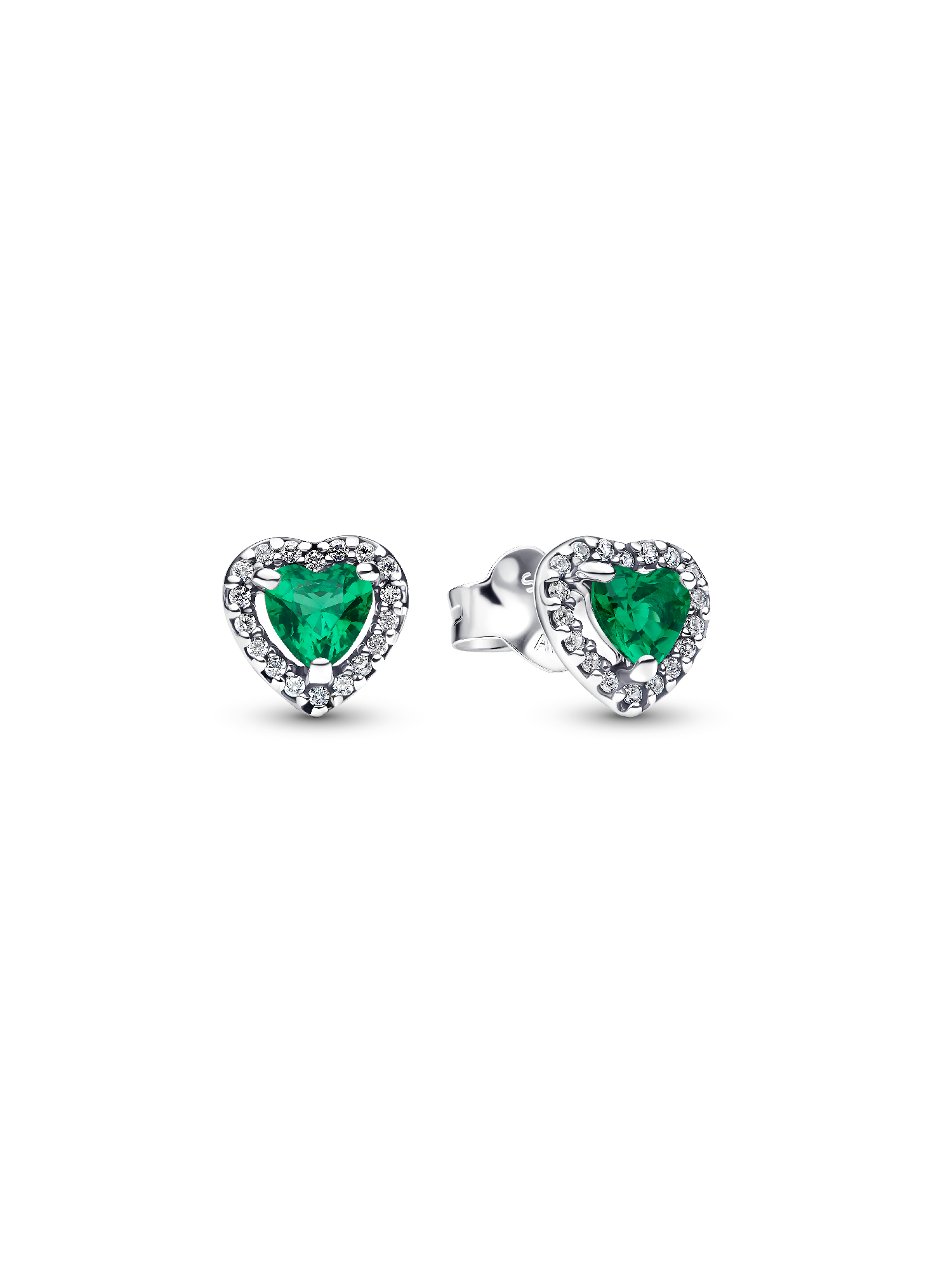 Aretes de botón Corazón verde elevado