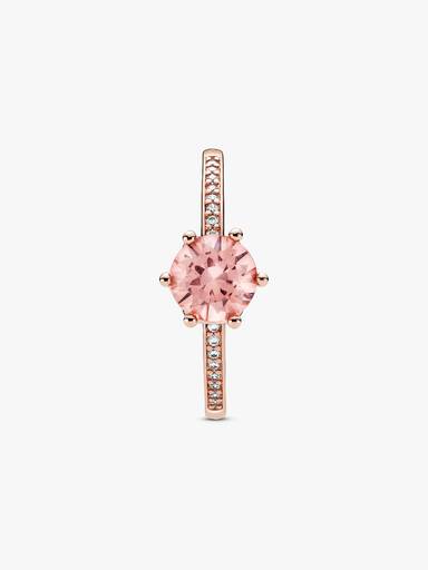 Anillo solitario Corona reluciente rosa