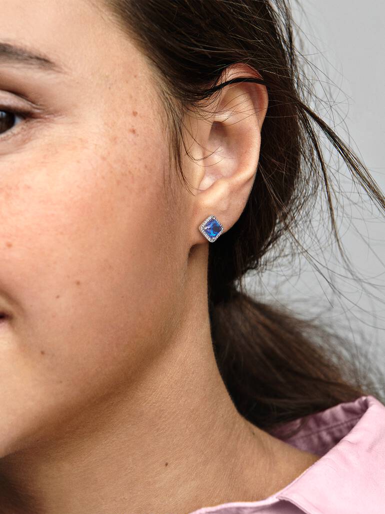 Pendientes en plata de ley Elegancia Atemporal Azul