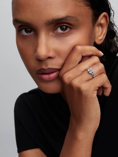 Anillo divisible Trébol de la suerte brillante