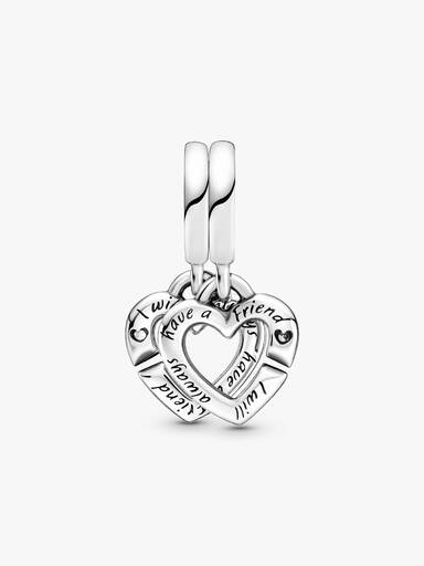 Charm colgante dividido Corazones gemelos entrelazados
