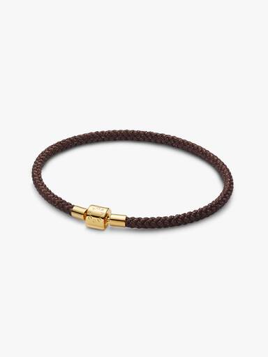Pulsera de cordón café brillante