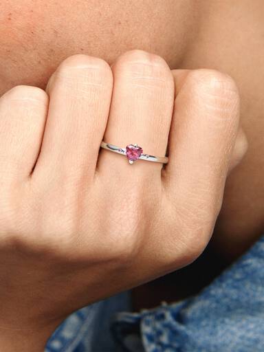 Anillo Corazón rojo reluciente