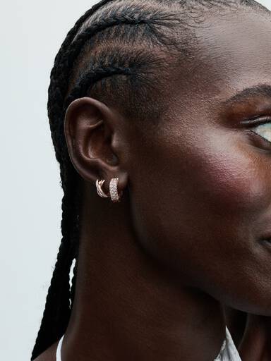 Aretes de aro Pavé Cruzado