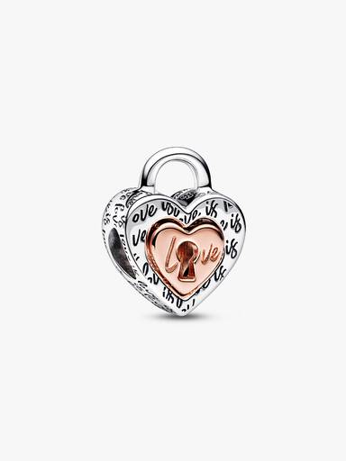 Juego de llavero con charm Corazón dividido de dos tonos con candado