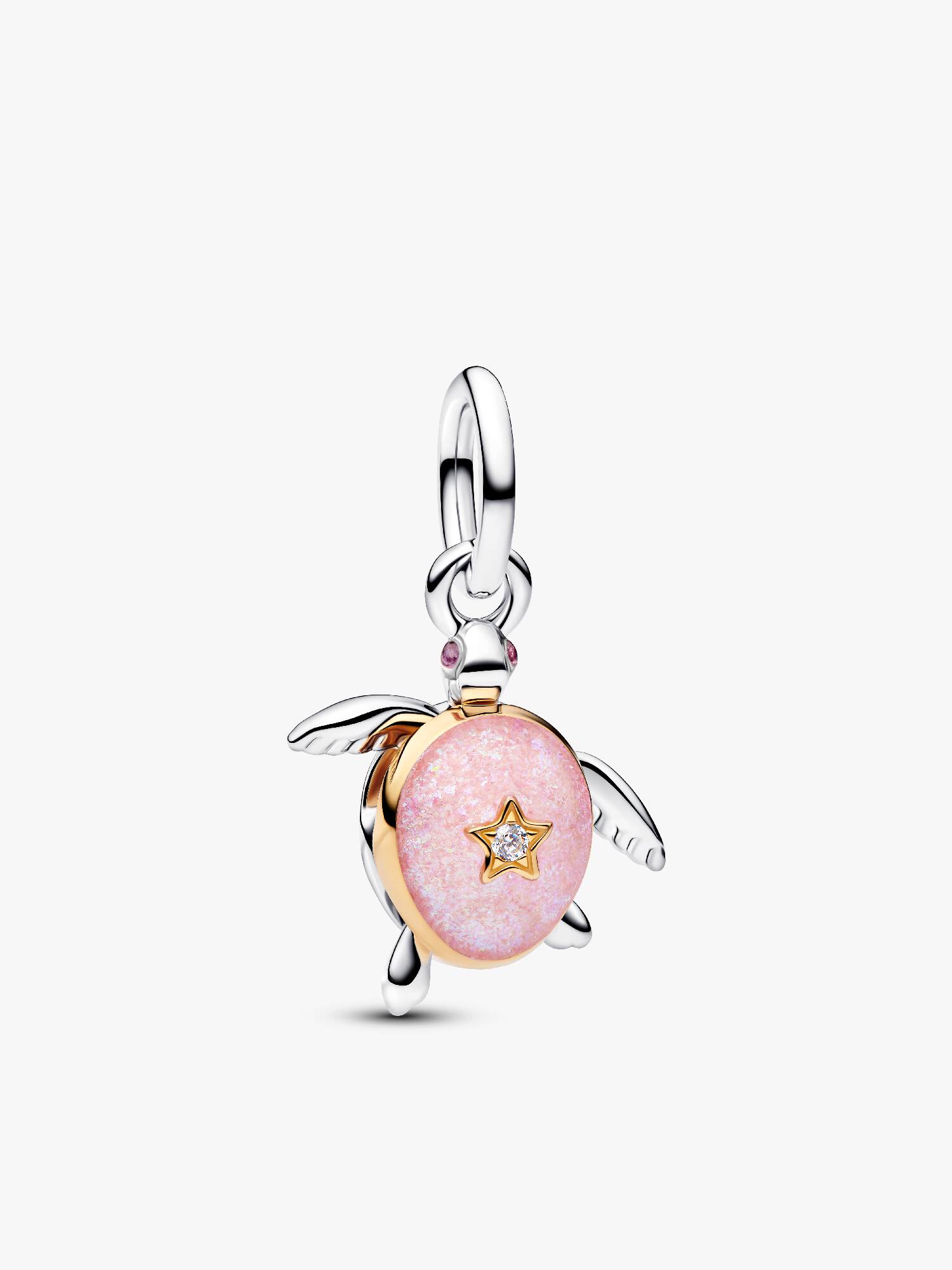 Charm colgante de tortuga marina rosa con diamante cultivado
