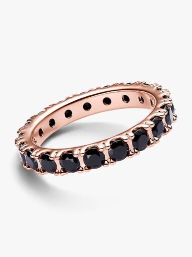 Anillo Eternidad Fila Brillante Negra