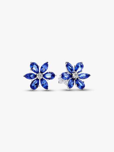 Aretes de botón Racimo herbario azul reluciente