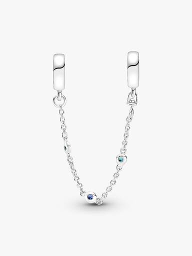 Cadena de seguridad con tres piedras azules